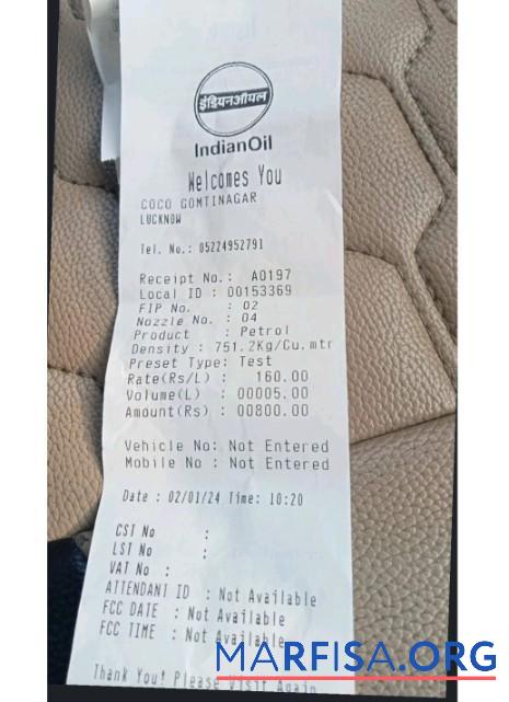 Printable Indian oil company payment check download for verification